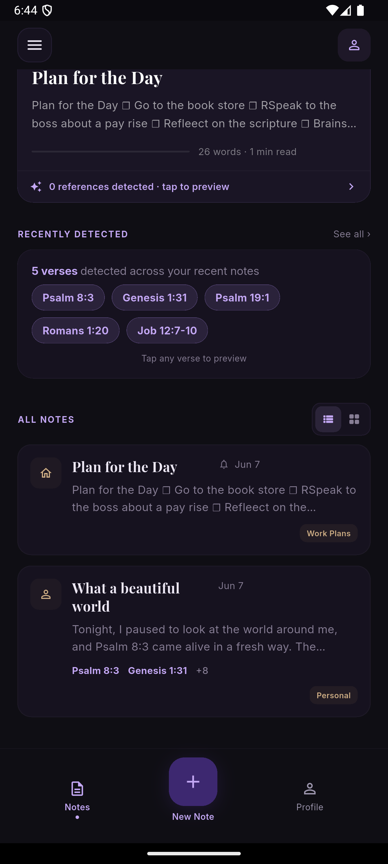 Reminders Screen